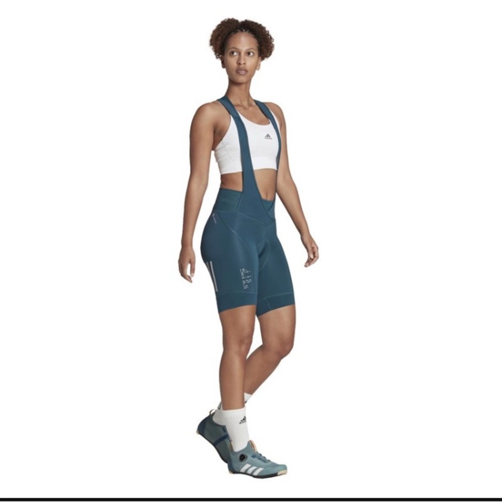 Adidas Women's Teal Parley  Cycling Shorts bib NWT - Picture 6 of 9